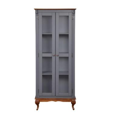 Imagem de Cristaleira 2 Portas Vidro Madeira Versalhes Cinza - Belle House Mobíl