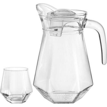 Imagem de Jogo 5 Peça Jarra/copos água Syco Tampa Acrilico Vidro 1,4l/330ml - HO