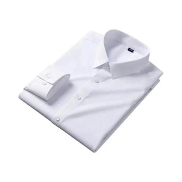 Imagem de Camisa Social Masculina Branca De Manga Longa Em Fibra De Bambu Antirr