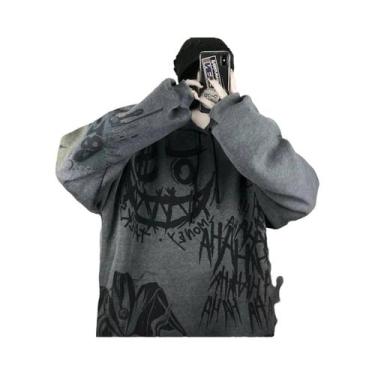 Imagem de Moletom Feminino Oversize Gótico Hip Hop Com Estampa De Desenho Animad
