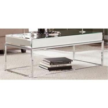 Imagem de Mesa de Centro Metal Prateado Tampo Espelhado Alto Padrão - LUXdécor