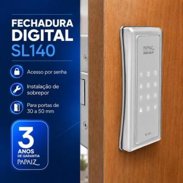 Imagem de Fechadura Digital Eletronica SL140 Prata de Sobrepor Papaiz