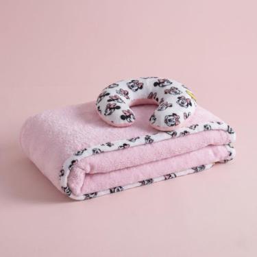Imagem de Kit Manta e Almofada Bebê Disney Minnie Para Viagem Jolitex