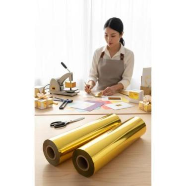 Imagem de 2x Foil Dourado Têxtil - 10m x 30cm - Toque Premium - Congratulations 
