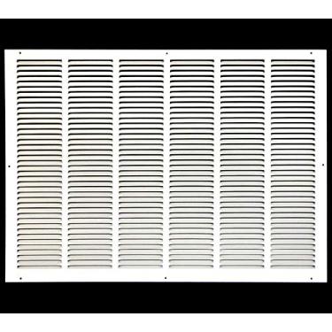 Imagem de HVAC Premium 81 cm x 50 cm [abertura do duto] Grade de ar de retorno de aço estampado plano - parede lateral e teto - tampa do duto de ventilação HVAC - branca [dimensões externas: 85 cm L x 54 cm