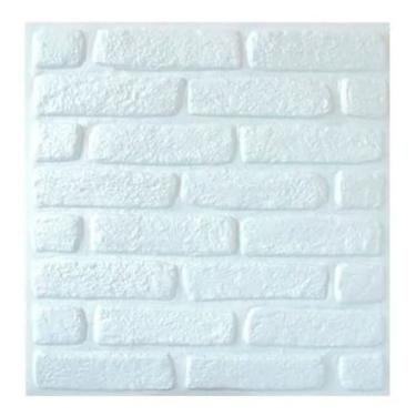 Imagem de Kit 15 Placas Decorativas 3 D Tijolinho Branco 50x50 cm Tijolinho
