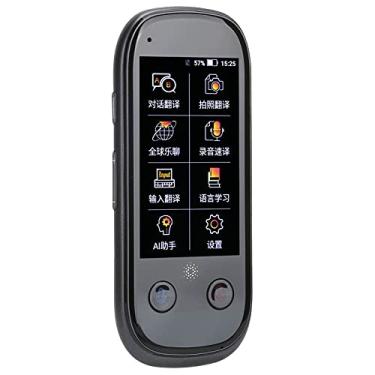 Imagem de PUSOKEI Tradutor de idioma instantâneo inteligente, tradutor de inteligência portátil para imagens e gravação, tradução instantânea chinês/cantonês/inglês para viagens e compras (cinza)