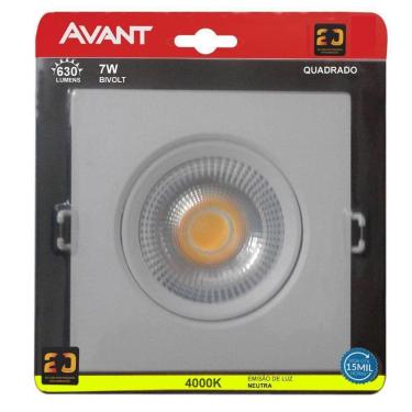 Imagem de Spot Led Cob Quadrado 7W Direcionável Bivolt Avant Branco Neutro