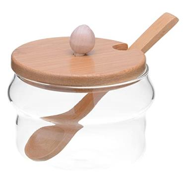 Imagem de Mimo Style Açucareiro de Vidro Borossilicato Com Tampa e Colher de Bambu. Perfeitas Para Armazenar Condimentos. Ecológico. Para Cozinha ou Despensa