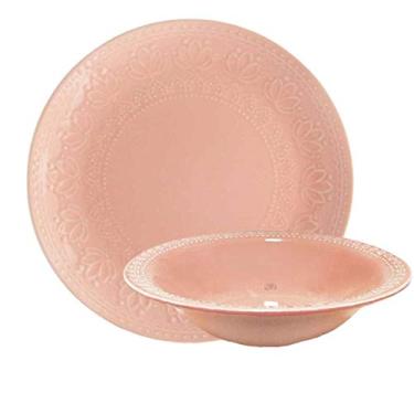 Imagem de Jogo Pratos Rasos Fundos Relieve Rosa 12un Yoi