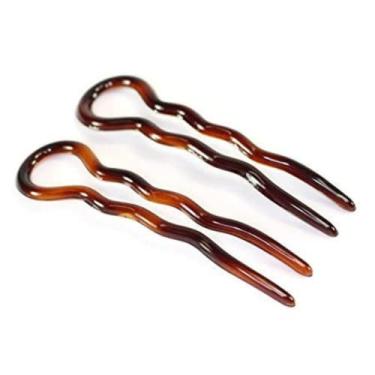 Imagem de Prendedor de Cabelo Parcelona French Sleek Marrom 9 Cms Grande Curvado Formato U Clip para Cabelo Pin Pins (Pacote com 2)