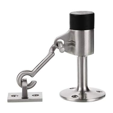 Imagem de Sumnacon – Porta de aço inoxidável com gancho, para-portas de segurança contemporânea com amortecimento de som, para-choques de borracha – Suporte de porta montado na parede com parafusos de hardware