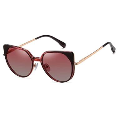 Imagem de Moda Cat Eye Clip em Óculos de Sol Feminino Verão Pesca Óculos Magnéticos Óculos de Condução Grandes Óculos de Luxo L, C3 Vermelho Marrom, Tamanho Único