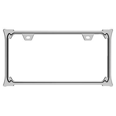 Imagem de Moldura de placa de licença em formato de chifre 3D com suporte de placa de licença cromado pintado com ranhura da Best Plating Finish Treatment