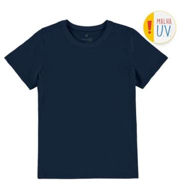 Imagem de Camiseta Infantil Masculina Meia Manga Azul Em 100% Algodão Com Malha