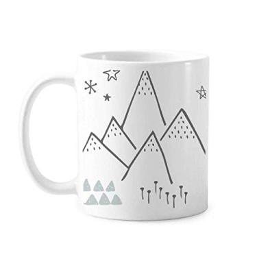 Imagem de Caneca de cerâmica com estampa de estrela de folhas de grama de montanha xícara de porcelana de café