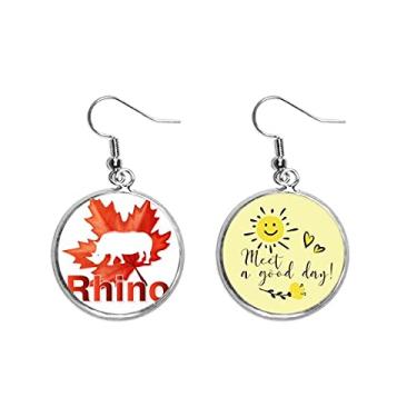 Imagem de Brinco de flor de sol com desenho de rinoceronte, folhas, gotas, joias, moda