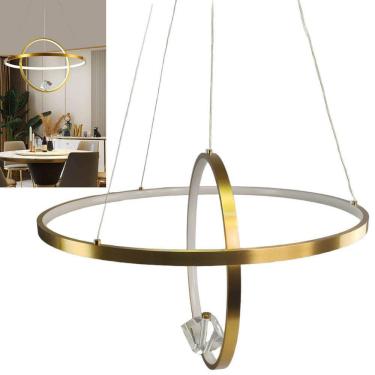 Imagem de Luminaria Pendente 2 Aneis Planeta Infinito Perfil Luxo Moderno Decoraçao Cozinha Sala Restaurante Casa Comercial