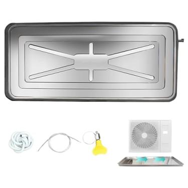 Imagem de Kit de bandeja de drenagem de ar condicionado, almofada de drenagem de condensado de aço inoxidável Bandeja de gotejamento de água de ar condicionado, para sistemas de bomba de calor de ar condicion