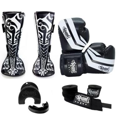 Imagem de Kit Muay Thai Kickboxing CONFY - Spank (16oz, Preto)