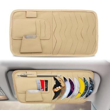 Imagem de Organizador de viseira de sol de carro, suporte de estojo de CD de carro, clipe universal de suporte de óculos de carro com bolsos de armazenamento, para armazenar óculos de sol, caneta de cartão,