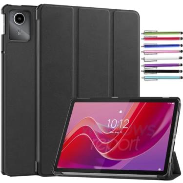 Imagem de elitegadget Capa para tablet Lenovo Tab K11 LTE de 11 polegadas lançado em 2024 - capa leve com três dobras + 1 caneta stylus aleatória (preto)