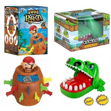 Imagem de Kit Jogo Pula Pirata Barril + Jogo Croc Croc Crocodilo Morde Dedo Jacaré Dentista