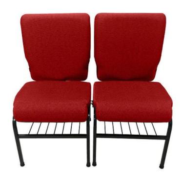 Imagem de 02 Cadeiras para Igrejas c/ Porta Biblía e Porta Cálice Vermelho - Des