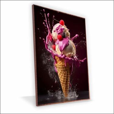 Imagem de Quadro Sorvete Canvas Com Vidro - Center Molduras, 40x30 Caixa, Madeir