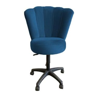 Imagem de Cadeira Mocho Para Estética Escritório Veludo - Estopar, Veludo Azul M