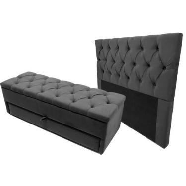 Imagem de Kit Baú Casal Gaveta Modelo Sapateira e Cabeceira Com Fixação no Box 1