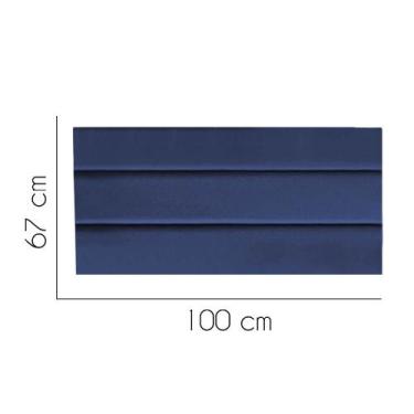Imagem de Painel Estofada Turim 100 cm Solteiro Quarto para Cama Box Suede Azul 