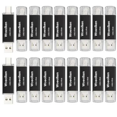 Imagem de Pacote com 20 unidades flash USB C de 8 GB, pen drive Wooolken 2 em 1 tipo C, cartão de memória USB 2.0 duplo compatível com iPhone 16/15, smartphone, tablet, computador