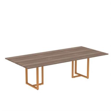Imagem de Mesa de Reunião Retangular Tubular P25 Pandin 2,6 M Walnut e Laranja