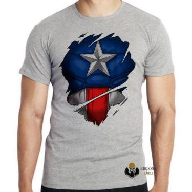 Imagem de Camiseta  Capitão América  disfarce Blusa criança infantil juvenil adu