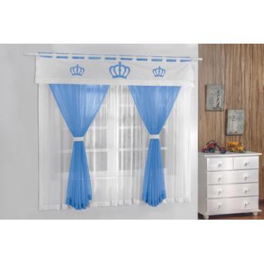 Imagem de Cortina Voil para Quarto Infantil - MFF ENXOVAIS & GUGA, Coroa Azul