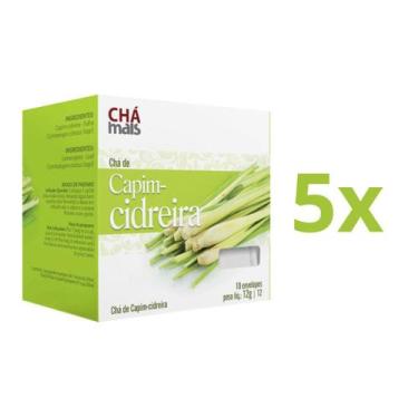 Imagem de Chá de Capim-Cidreira Natural Kit com 5 Caixas de 10 Sachês cada - Chá