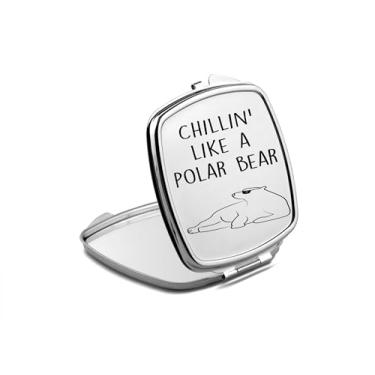Imagem de SpreadPassion Espelho compacto de urso polar, presentes de urso polar, espelho fotográfico frio como um urso polar, espelho de maquiagem de viagem pequeno espelho portátil, espelho de bolso portátil,