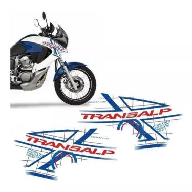 Imagem de Kit Adesivos Faixa Tanque Moto Honda Transalp 11 A 12 Azul - Resitank