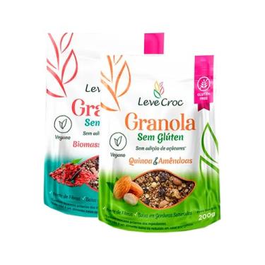 Imagem de Kit 2 Granolas Zero Açúcar Sem Glúten Leve Croc: Biomassa e Goji Berry, Quinoa e Amêndoa