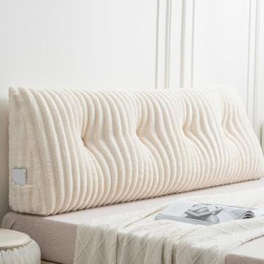 Imagem de Wenqik Almofada triangular de cunha, cabeceira, cama, leitura, encosto, almofada com capa removível nas costas (bege, 147 × 20 x 50 cm)