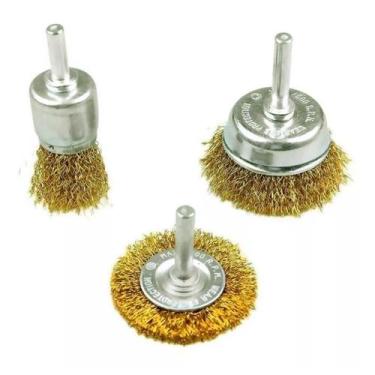 Imagem de Jogo Escovas De Aço Circular Copo Pincel 3 Peças Furadeira - IDEA+PRO