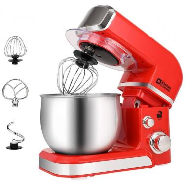 Imagem de Batedeira Elétrica de Bancada 3.2 Litros 6 Velocidades em Aço Inoxidável, 110V 300W, Kitchen in the box, Vermelha