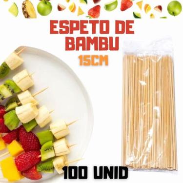 Imagem de Palito Espeto Bambu Petisco lanches, 15cm Pct 100 Unid - SEKI