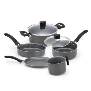 Imagem de Jogo de panelas enjoy antiaderente 5 peças cinza com tampa - ALEGRETE
