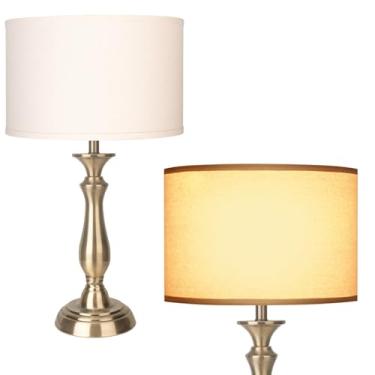 Imagem de HonoDing Luminária De Mesa Vintage 22,2" Para Sala Estar, Centro Meados Do Século, Abajures Cabeceira, Mesas Quarto Leitura, Escritório, Abajur Bege (Bronze)