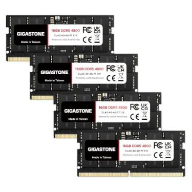 Imagem de 【RAM DDR5】 Kit GIGASTONE 64 GB (4 x 16 GB) DDR5 4800MHz PC5-38400 CL 40-40-40-77 1,1 V SODIMM 262 pinos sem buffer, sem buffer, sem ECC, notebook de alto desempenho, apenas atualização de memória