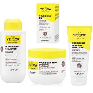 Imagem de Kit Yellow Nutritive Alfaparf Shampoo Máscara Leave-in Óleo Capilar Nu