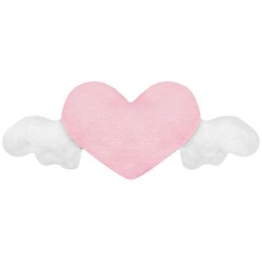 Imagem de Almofada de pelúcia rosa em forma de coração, com asas de anjo, almofada de encosto de cabeça para carro, macia, confortável, almofada de assento de carro para dirigir, sala de viagem, escritório,