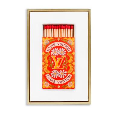 Imagem de Stupell Industries Arte de parede em tela flutuante dourada com moldura floral Glam Matchbox por Amanda Greenwood, 53 x 78 cm